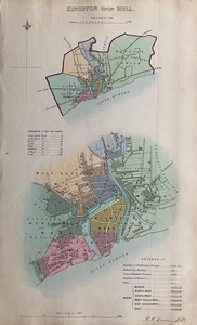 Mapa antiguo de 1837; Kingston upon Hull, límites y plano de Robert Dawson - Imagen 1 de 2