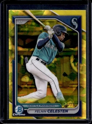 2024 Bowman Draft Sapphire Felnin Celesten Chrome Yellow #1/75 Mariners - Image 1 of 2
