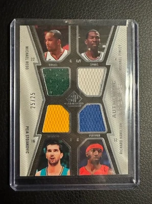 2007-08 Upper Deck- Game Used Quad Patch Redd, Finley, Stojakovic, Hamilton /25  - Image 1 of 2