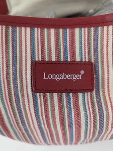 Longaberger Homestead Travel Tote Bag Retired Beige Red Green Striped - Picture 1 of 8