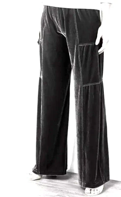 Новый с Ярлыками мягкое окружение Veletta бархата широкие брюки sz.M черный Lagenlook - Изображение 1 из 4