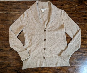 Cárdigan Suéter Banana Republic Marrón Claro Tostado Para Mujer Grande Lana Merino Fina - Imagen 1 de 9