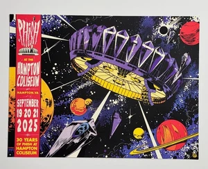 Poster Phish Hampton Coliseum VA 2025 Serigrafia Ufficiale S/N #’d GID Inchiostri UV! - Foto 1 di 18