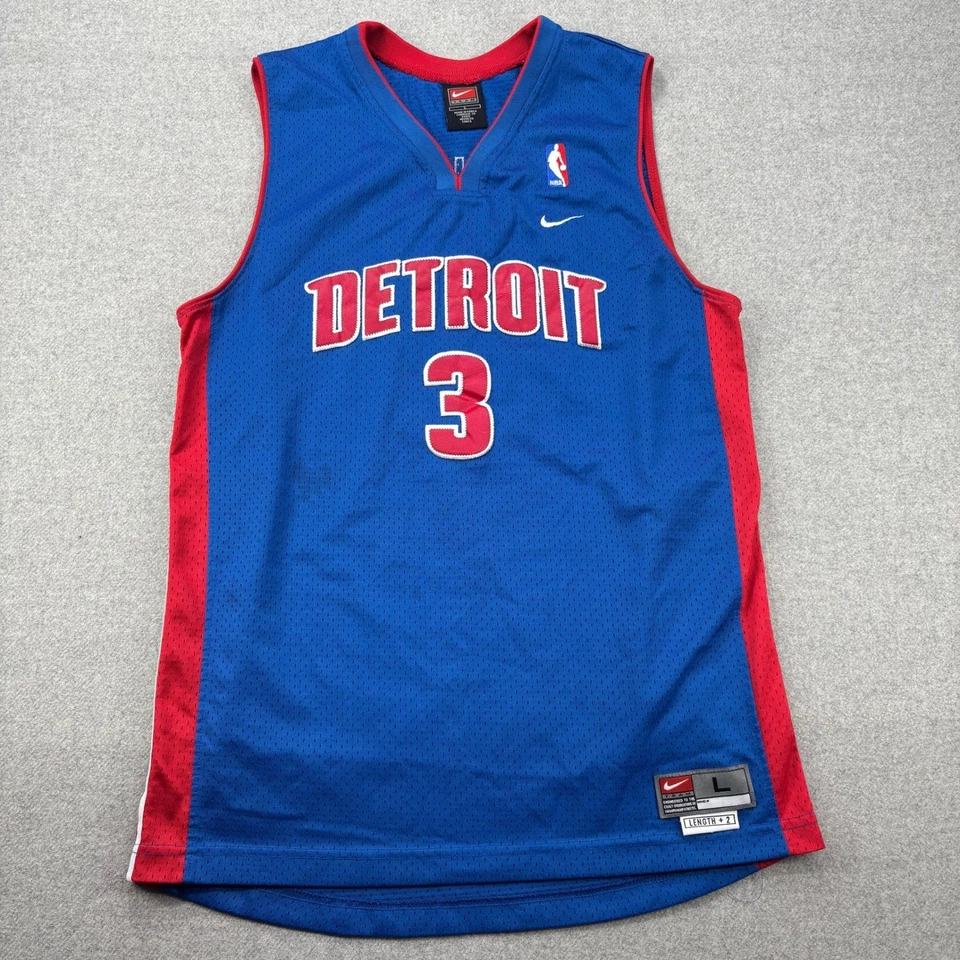 Vintage Nike Detroit Pistons Ben Wallace #3 Jersey Youth L Stitched Length +2 - Image 1 of 4