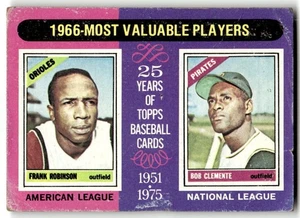 1975 Topps - Jugadores más valiosos Roberto Clemente, Frank Robinson #204 - Imagen 1 de 2