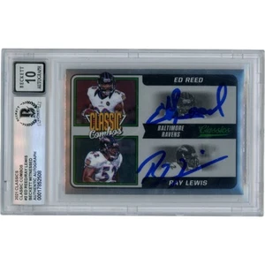 Ed Reed Ray Lewis Autographed 2021 Panini Score 302 Slabbed Card Beckett 50355 - Picture 1 of 2