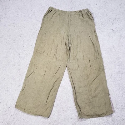 Pantalones De Colección CP Tonos Para Mujer Lino Pierna Ancha Medianos Verde Ejército Pull-On Fluidos Foto 1 de 4
