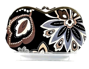 Women's Kiss Lock Clutch Purse Pouch Small Cotton Floral Everyday Accessories - Picture 1 of 9