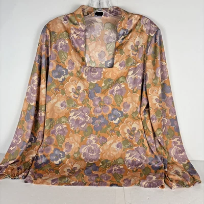 Blusa Top Para Mujer XL Floral Manga Larga Estilo Gasa Sin Marca Foto 1 de 4