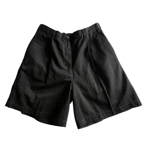 L.L.Bean Cotton Golf Shorts High Waist Pleated Black Size 16 Activewear Outdoor - Picture 1 of 7