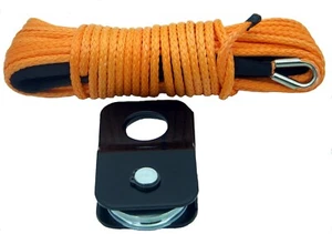 3/16" x 50' Synthetic Winch Rope W/ 4 Ton Snatch Block ATV UTV Recovery - Picture 1 of 14
