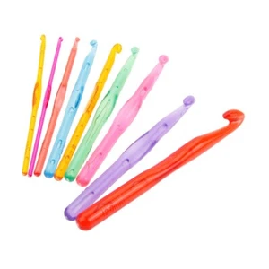 15cm Sweater Knitting Tool Transparent Plastic Candy Color Crochet Hooks 9Pcs - Imagen 1 de 12