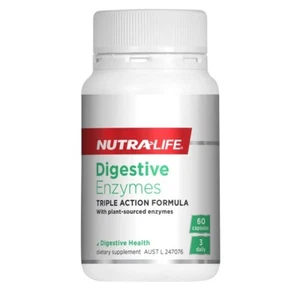 Nutra Life Digestive Enzymes 60 Capsules Detox Bloating Indigestion WellCare - Picture 1 of 1