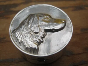 English Hallmarked Sterling Silver Retriever Dog Box Pill Snuff Hunting Game - Picture 1 of 6