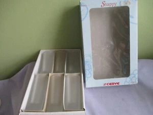 CERVE SNAPPY 6 PIECE FROSTED SHOT GLASSES NWT IN BOX MADE ITALY-PARMA CAP 50ML - Picture 1 of 3