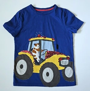 Boden 11-12 Boys Dog Tractor Flip Sequin Applique Tee Top T-Shirt NG1-386 - Picture 1 of 2