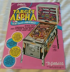 Gottlieb's TARGET ALPHA Pinball Machine Advertising Flyer Vintage 1976 Nice! - Picture 1 of 1