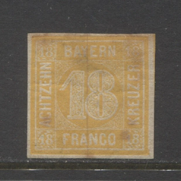 Germany states 1850 BAVARIA  18 Kreuzer Numeral issue mint*  $ 199.00 - Image 1 of 1