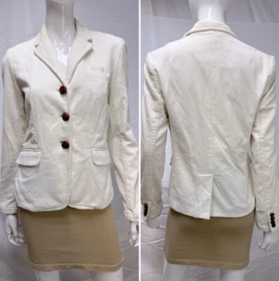 Women's J.Crew Cream Corduroy 2-Button 100% Cotton S Blazer Jacket - Image 1 of 4