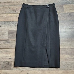 Nordstrom Classiques Entier Skirt Black Pencil Front Slit Size 8 Ponte Knit - Picture 1 of 15