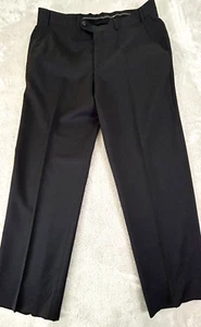 Pantalones de vestir Hiltl 100 % lana virgen negros para hombre cintura 38 x 31 frente plano Columbus - Imagen 1 de 10