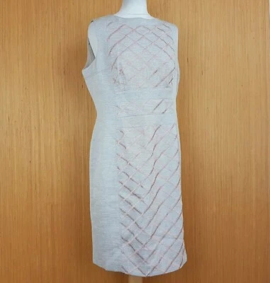 Vestido Anne Klein Midi Reino Unido 16 Natural Beige Estilo Arpillera Cambio Forrado  Foto 1 de 4