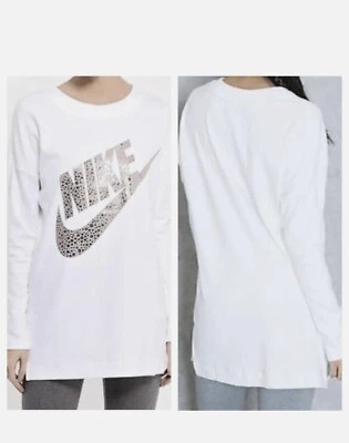 Sudadera para mujer Nike Rally polar metálico cuello redondo marfil talla S Foto 1 de 4