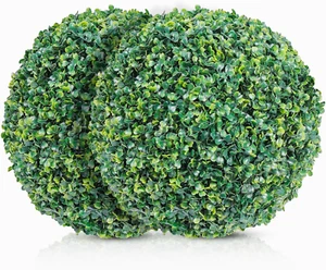 Faux Boxwood Balls 2-Pack - Artificial Topiary for Outdoors or Indoors - Realist - Picture 1 of 7