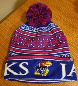 Sample Kansas Jayhawks NCAA Zephyr Beanie Winter Cap Hat pom **NO TAGS** - Picture 1 of 6