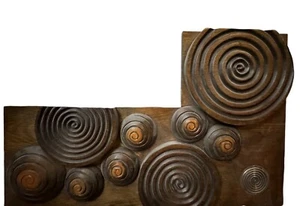 Mid Century Modern Carved Wood & Metal Abstract Wall Art - Picture 1 of 8