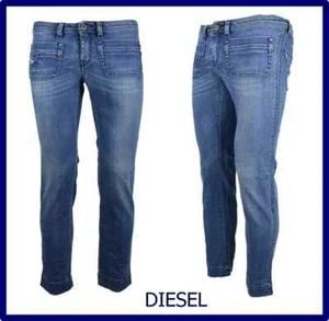 jeans diesel donna pantaloni a vita bassa elasticizzati slim fit denim W30 W31 - Picture 1 of 9