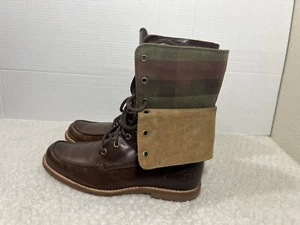UGG Larus Men's Sz 8 Brown Leather Shearling Fold Over Combat lace up Boots - Picture 1 of 15