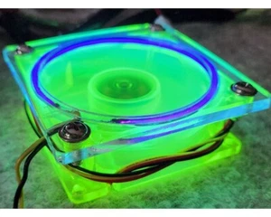 80MM UV GREEN FAN W/ UV CCFL RING - Picture 1 of 3