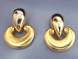 Patricia Von Musulin Sterling Silver Vermeil Door Knocker Clip Earrings 80s - Picture 1 of 10