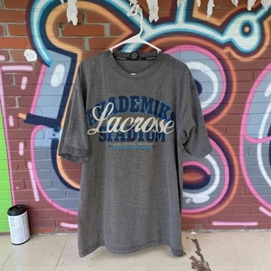 Vintage y2k Akademiks Jeanius Lacrosse Graphic T-Shirt 2XL Gray hip hop rap - Picture 1 of 9