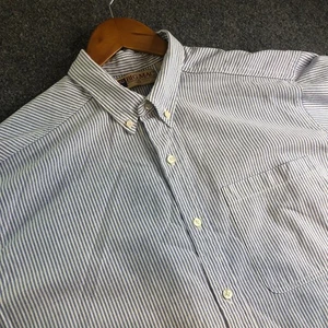 Big Mac Shirt Men XL Blue Vintage Made USA Chambray Button Striped Short Sleeve - Picture 1 of 8