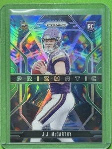 J.J. McCarthy 2024 Panini Prizm #8 Prizmatic Green Prizm (RC) Vikings ¡COMO NUEVO! - Imagen 1 de 2