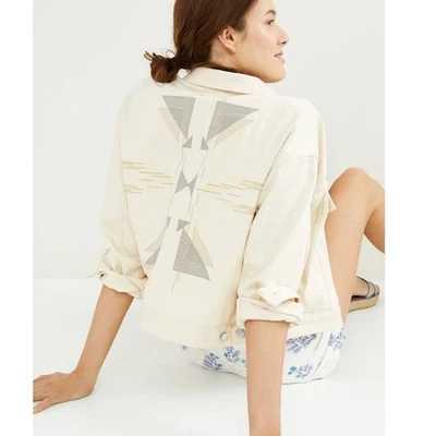 Nueva Chaqueta Denim Anthropologie AG $288 MEDIANA Marfil Foto 1 de 4