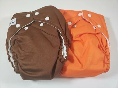 2 Fuzzi Bunz Cloth Diapers Perfect Size Inserts Med 15-30 lbs Brown Orange NWOT - Image 1 of 4