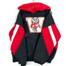 Vintage Wisconsin Badgers Starter  Quarter Zip Jacket Size XL Red Ncaa