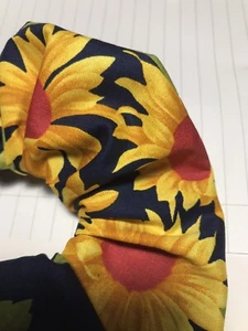 Handmade Hair Scrunchie Cotton Large Sunflower on a Navy Base Print Bobble - Picture 1 of 3