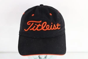 Vtg New Era x Titleist Golf Distressed Spell Out Script Golfing Hat Black Cotton - Picture 1 of 9
