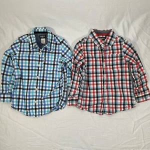 OshKosh Long Sleeve Button Up Shirts Boys Size 5 - Plaid - LOT of 2 - Picture 1 of 3