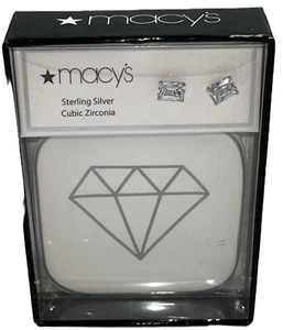 Giani Bernini Cubic Zirconia Solitaire Stud Earrings Sterling Silver NWB - Picture 1 of 3