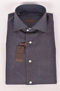 NEU $ 899 Stil Latino handgefertigtes Shirt 40 US 15,75 Baumwolle Seide Kaschmir blau braun - Bild 1 von 4