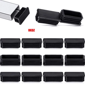 Black Square Plastic End Caps Blanking Plugs Box Section/Tube Inserts Chair Pads - Picture 1 of 47