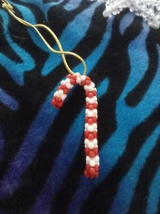 Christmas Tree Ornament Candy Cane red and white Beads - Picture 1 of 1