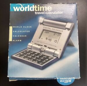 Worldtime travel clock/calendar-NEUF-World Time Calculatrice Boxed