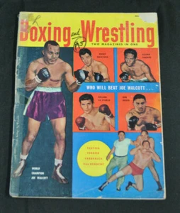 BOXING AND WRESTLING MAGAZINE- MARCH/APRIL 1952 - JOE WALCOTT COVER! (G-VG) - Picture 1 of 2