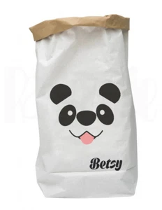 Personalised Childrens Paper Toy Storage Bag Sack- 'Panda' - Picture 1 of 1